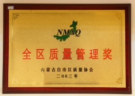 2003年,全区质量管理奖