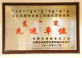 2013年12月,全区保障性安居工程建设劳动竞赛先进单位